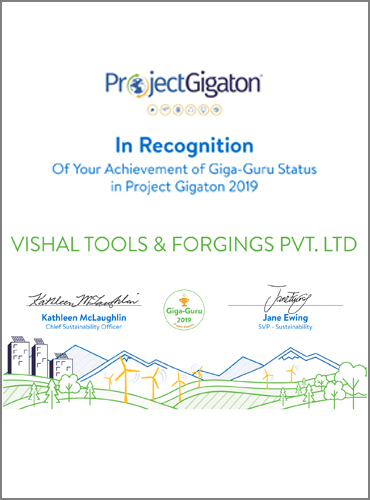 Vishal Tools & Forgings Pvt Ltd's 2020 Sustainability certificate
